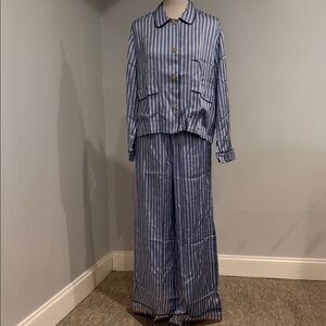 J. Crew Blue and White Striped Pajama Set